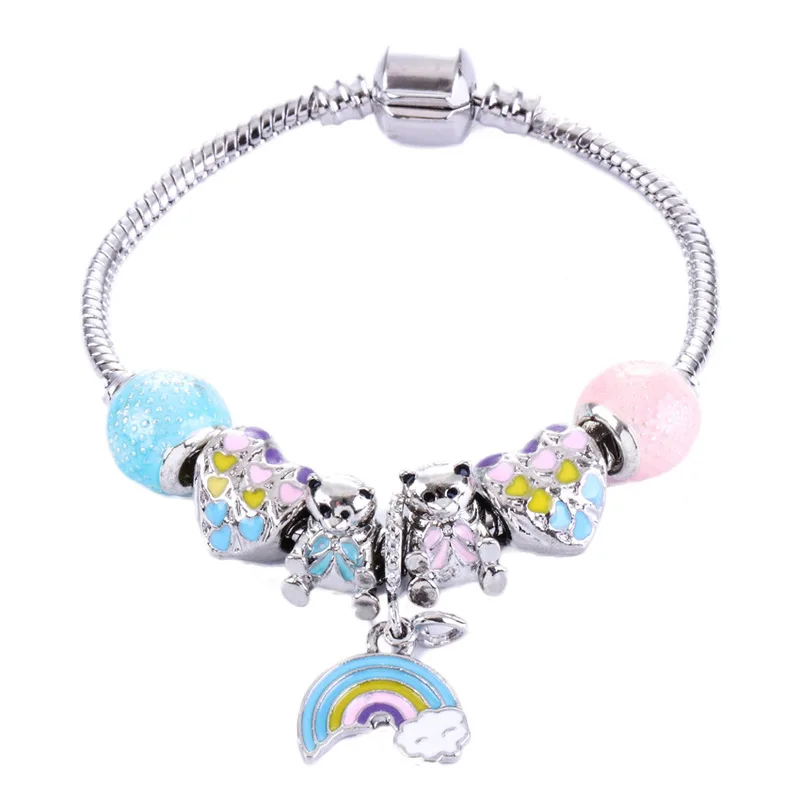 

Fashion jewelry accessories, rainbow lady bracelet, pink and blue, zircon, valentine's day gifts, DIY lady bracelet wholesale
