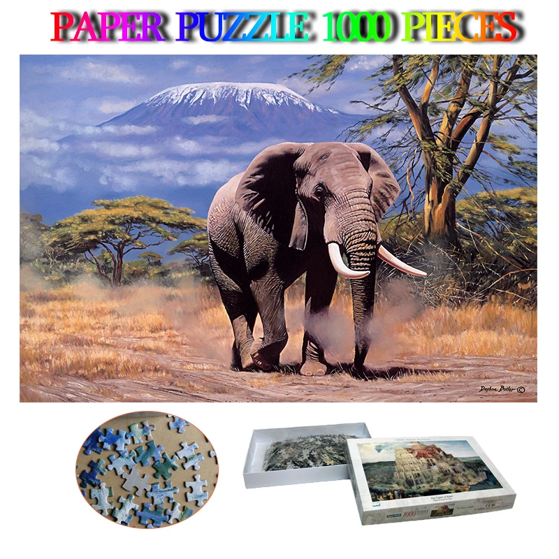 

Elephant Amboseli Paper 1000 Pieces Jigsaw Puzzle Adults Puzzle 1000 Pieces Brain Trainer Puzzle Toys for Kids Education Gifts