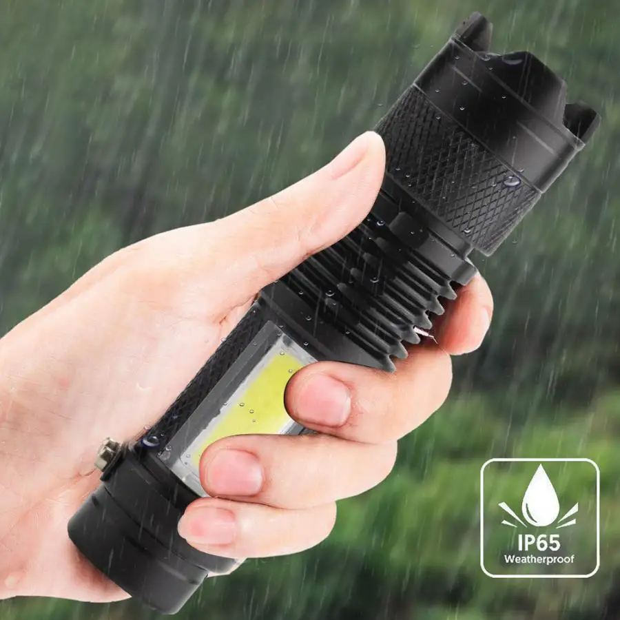 

Portable Handheld COB LED Telescopic Zoom Torch USB Rechargeable Flashlight 3 Modes for Camping Rechargeable
