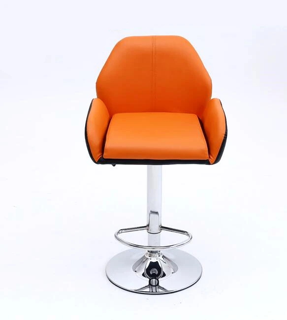 Подъемный роторный высокий стул бара ноги Повседневный утолщение бар стул из ПУ кожи - Цвет: orange