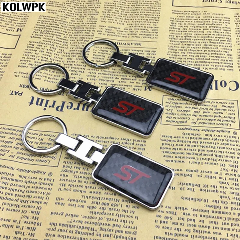 

1pcs Hot sales high quality 100% carbon fibre Keychain Keyring for For Ford ST Focus 2 3 Mondeo Ecosport Fawkes Auto parts