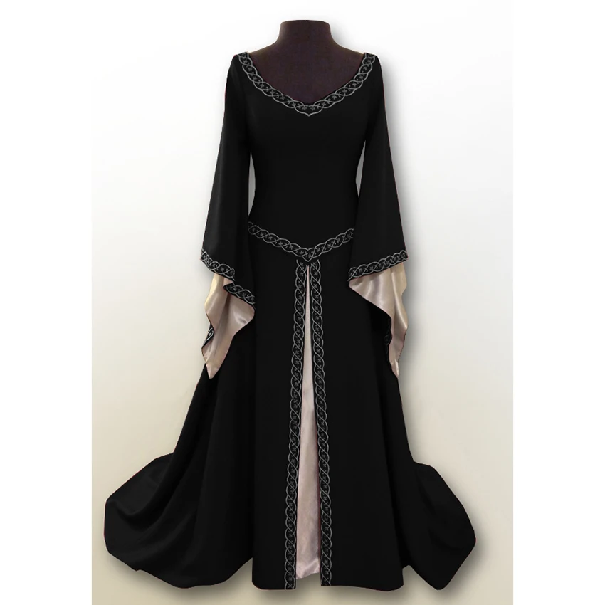 Women Sexy Off The Shoulder Medieval Dress Female Floor Length Vintage ...