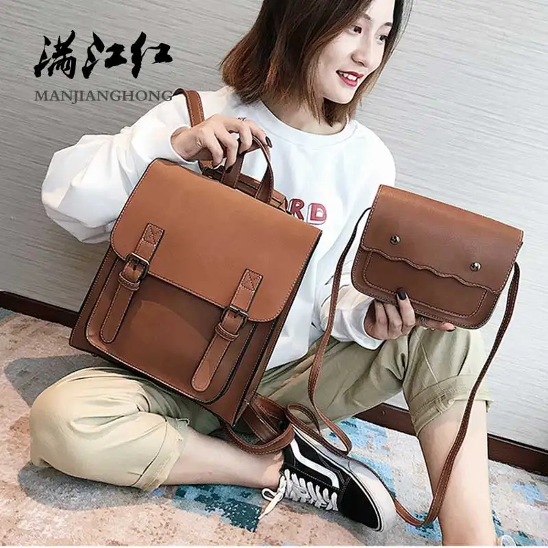 

2Pcs/Sets Women Handbags Pu Leather Shoulder Bags Female Large Capacity Casual Crossbody Tote Bag Messenger Bag Sac Femme 7812