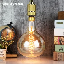 Светильник edosin большого размера R160, винтажный светильник Эдисона, лампа со спиральной нитью, лампа накаливания, ретро светильник, 120 В, 220 В, 60 Вт