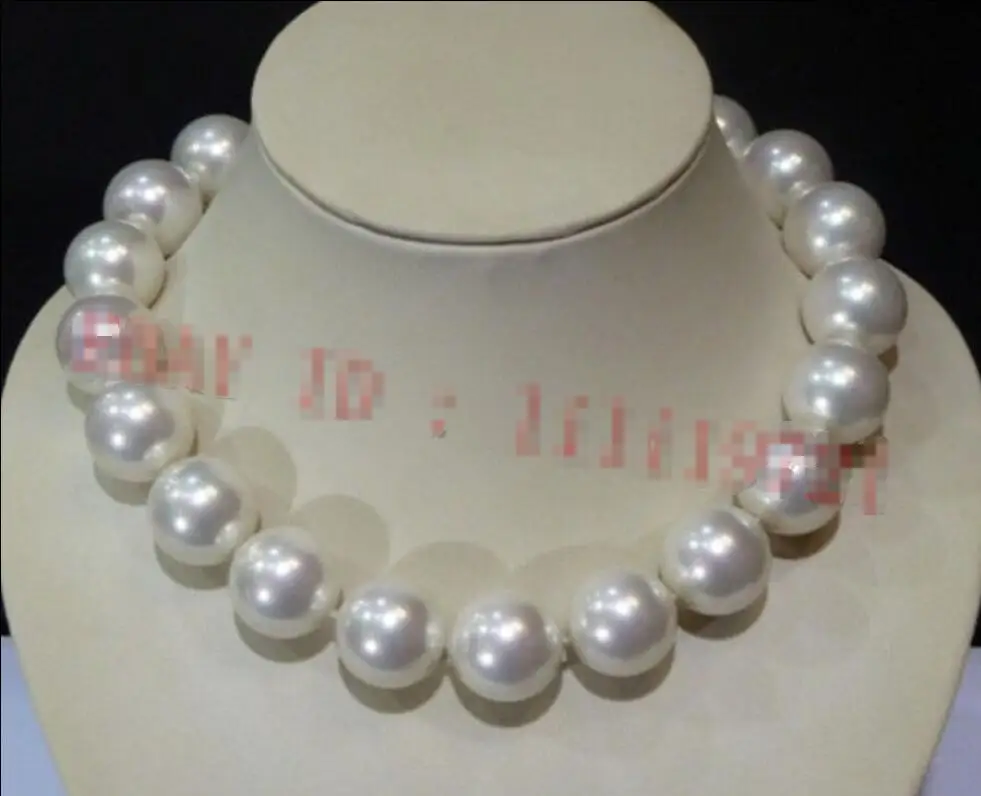 

Hot sale new Style >>>>>20mm AAA White South Sea Shell Pearl Round Beads Necklace 18" LL001