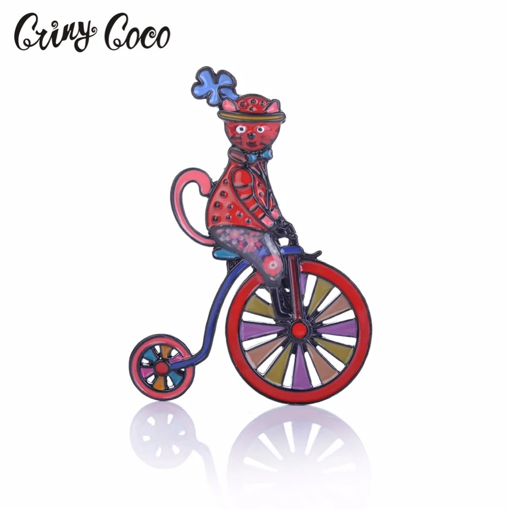

New Enamel Brooch Monkey Riding Bicycle Fashion Enamel Jewelry Funny Animals Colorful Brooches Pin For Women Clothes Accessories
