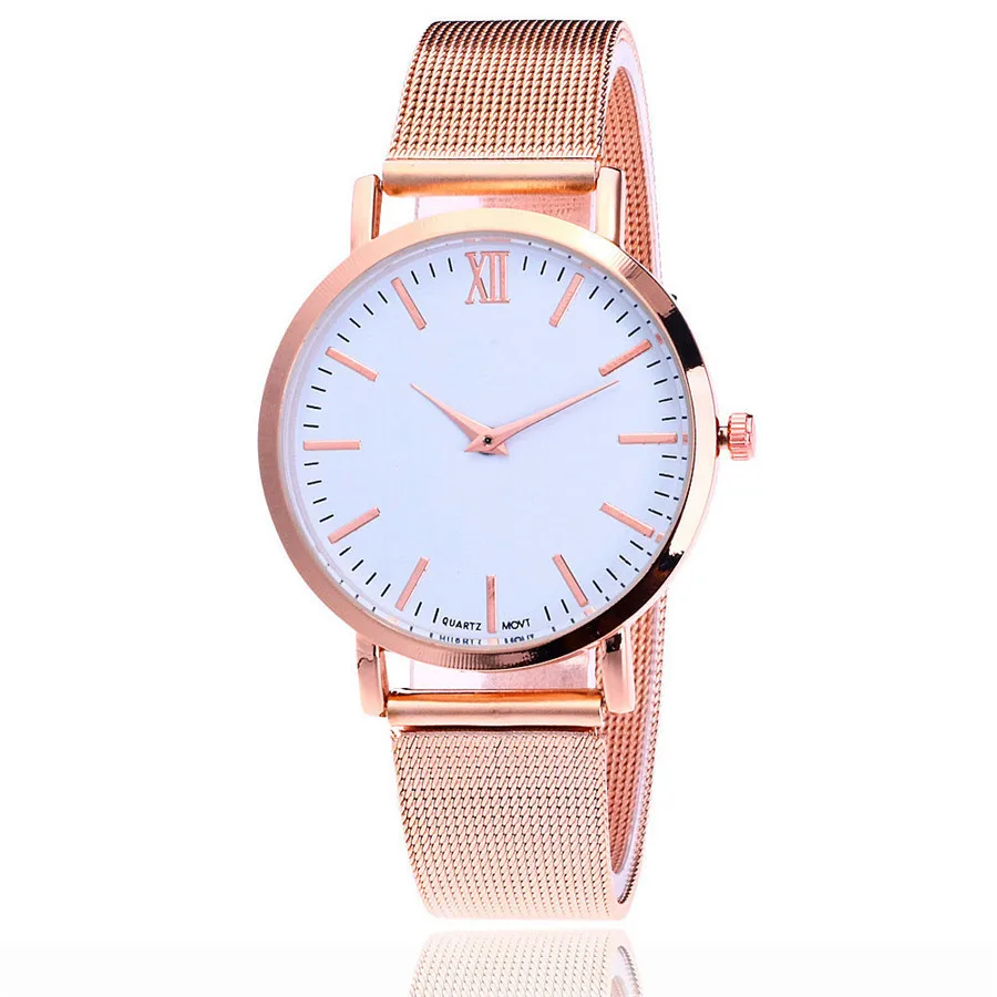 Fashion Women's Watches Luxury Rose Gold Stainless Steel Simple Dial