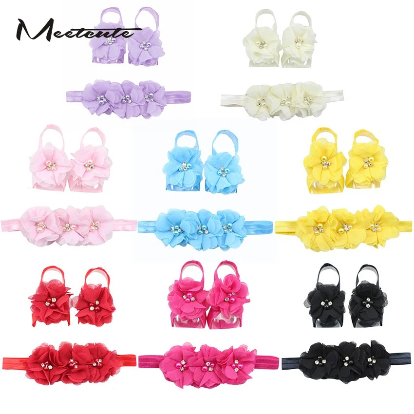 Meetcute Infant Baby Fashion Flower Jewelry Sets 1 Cute Lace Hairband + Pair Anklets Best Birthday Gift for Kids | Украшения и