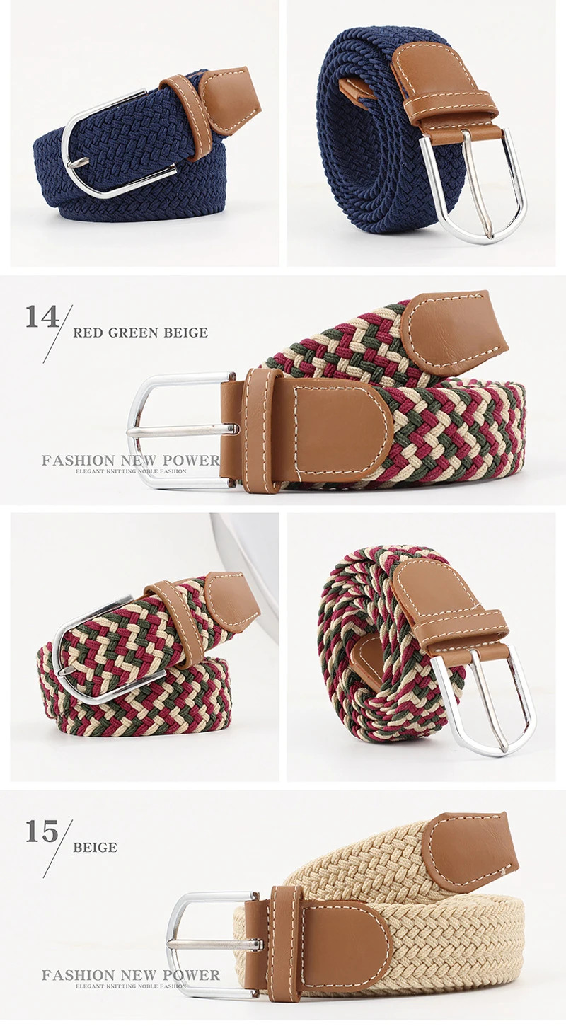 bullhide belts ZLD  Casual stretch woven belt Women's unisex Canvas elastic belts for women jeans  Modeling pin buckle belt 120-130CM men's belts