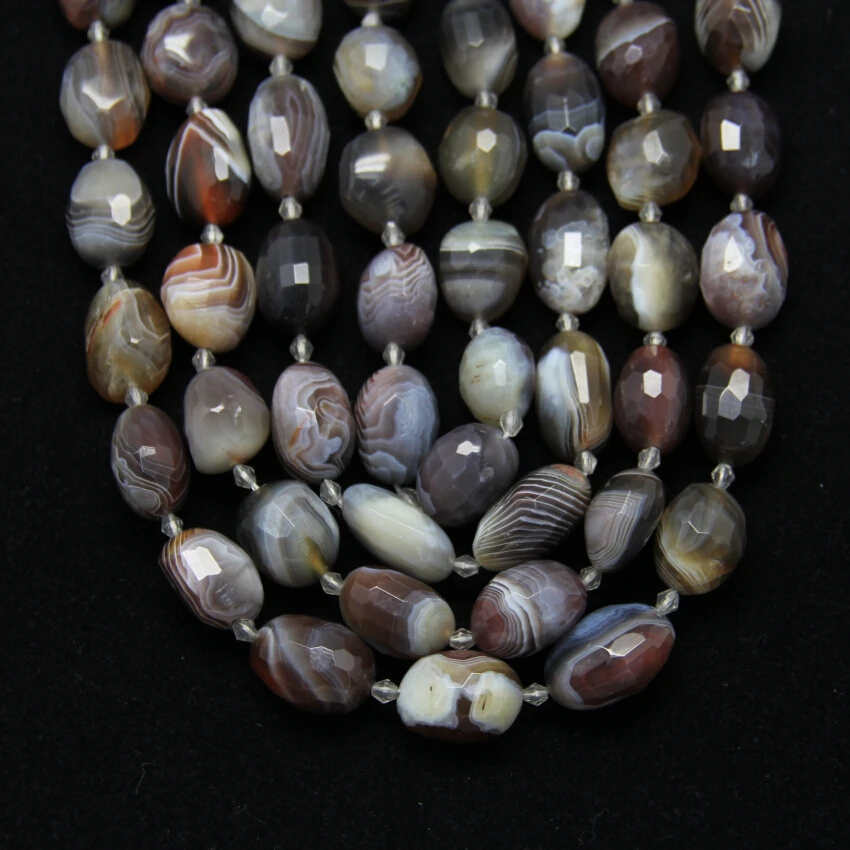 

Natural Botswana Achate Faceted Oval Loose Beads DIY Bracelet,Center Drilled Striped Agates Stones Cut Nugget Beads Pendants