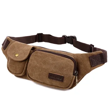 

ANNIU New Waist Packs Canvas Match Leather Bag Portable Small Capacity both for Men and Women Waist Bag high Quality