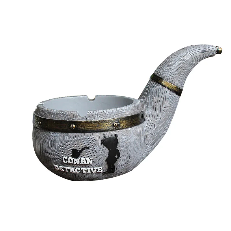Koop Creatieve Hars Gepersonaliseerde Conan Asbak Ornamenten Retro Bureau Asbak Beeldje Pijp Miniatuur Geschenk Home Decor Accessoires