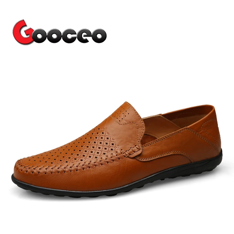 

Men's Loafers Flats Driving Doug Shoes Low-top Men Spring Summer Air Hole Leather Casual Handmade Slip-On Plus Size Breathable