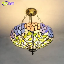 Fumat, витражное стекло подвесные светильники в европейском стиле лотоса Стекло художественный абажур гостиная спальня лампа ресторан световая лампа