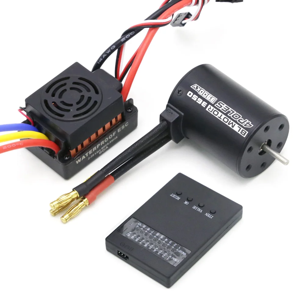 RC 3650 4300KV 3900KV 3500KV 3100KV bezczujnikowa bezszczotkowy silnik z 60A bezszczotkowy ESC z LED programowanie kart do 1/10 RC samochód RC 3650 4300KV 3900KV 3500KV 3100KV bezczujnikowa bezszczotkowy silnik z 60A bezszczotkowy ESC z LED programowanie kart do 1/10 RC samochód
