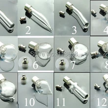 10 шт./лот, Смешанная форма, винтовая крышка, стеклянный флакон, подвеска, миниатюрная бутылка для загадывания желаний, прозрачное масло, очаровательное имя или рисовое искусство, сделай сам, медальон, поиск