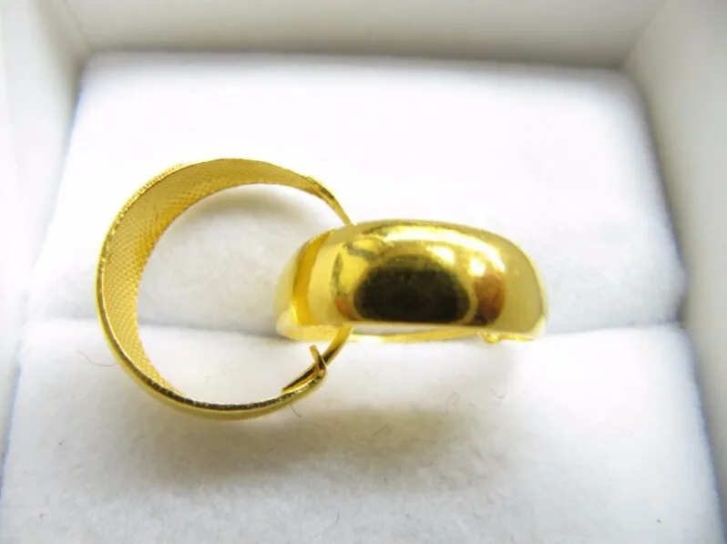 

Fashion Recommend Pure 999 24K Yellow Gold Earrings/ Lucky Smooth Moon Hoop Earring / 3.75g