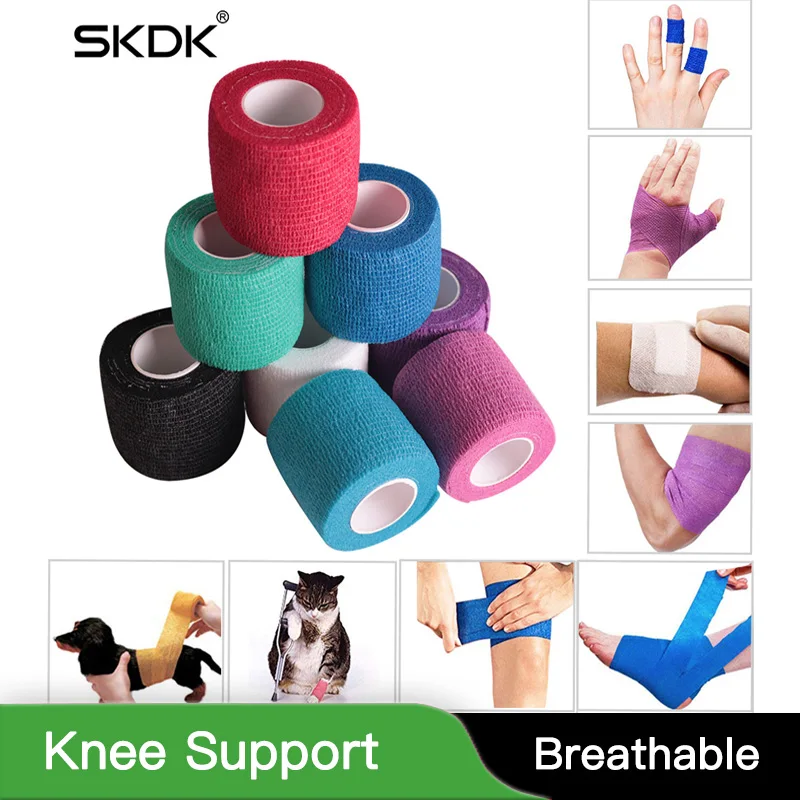 SKDK поддержка колена красочные спортивные эластопласт колено артроз протектор Спортивная кинезиологическая эластичная повязка самообёрточная лента лодыжки