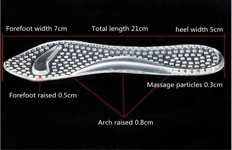 Gel Massage Arch Support 3 4 Insoles Orthotic Flatfoot Prevent Foot Cocoon Painful Women High Heels Shoes Pad Silicone Inserts (7)