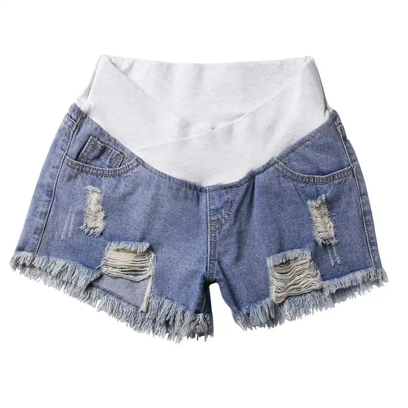 elastic band jean shorts