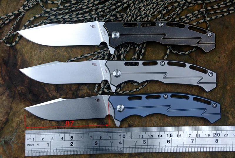 

CH3009 folding knife D2 blade TC4 titanium handle quality new gift hunting pocket knife with knife case for collections