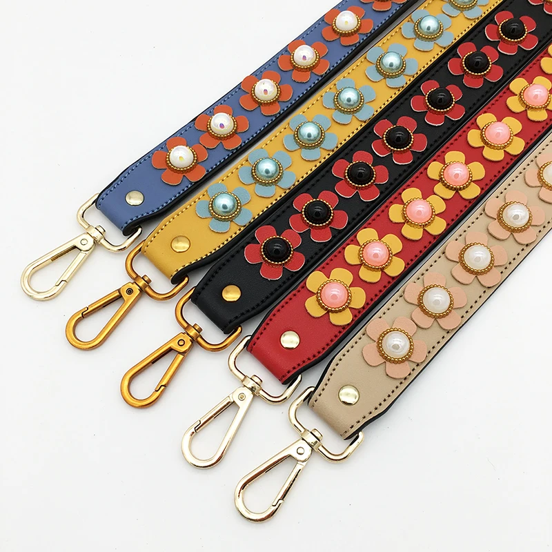 

Flower Wide Shoulder Bag Strap Female Handbag Straps You for Bags Accessories Colorful Leather Straps for Handbags Handle Belt