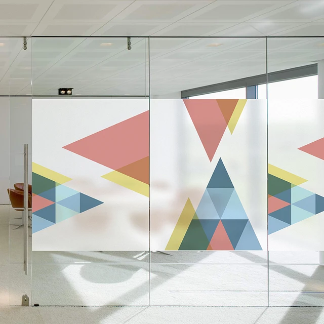 Office glass sticker company creative geometric matte paper light
