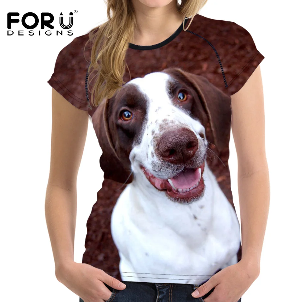 FORUDESIGNS/забавная 3D Футболка с принтом таксы и собаки Женская футболка короткими