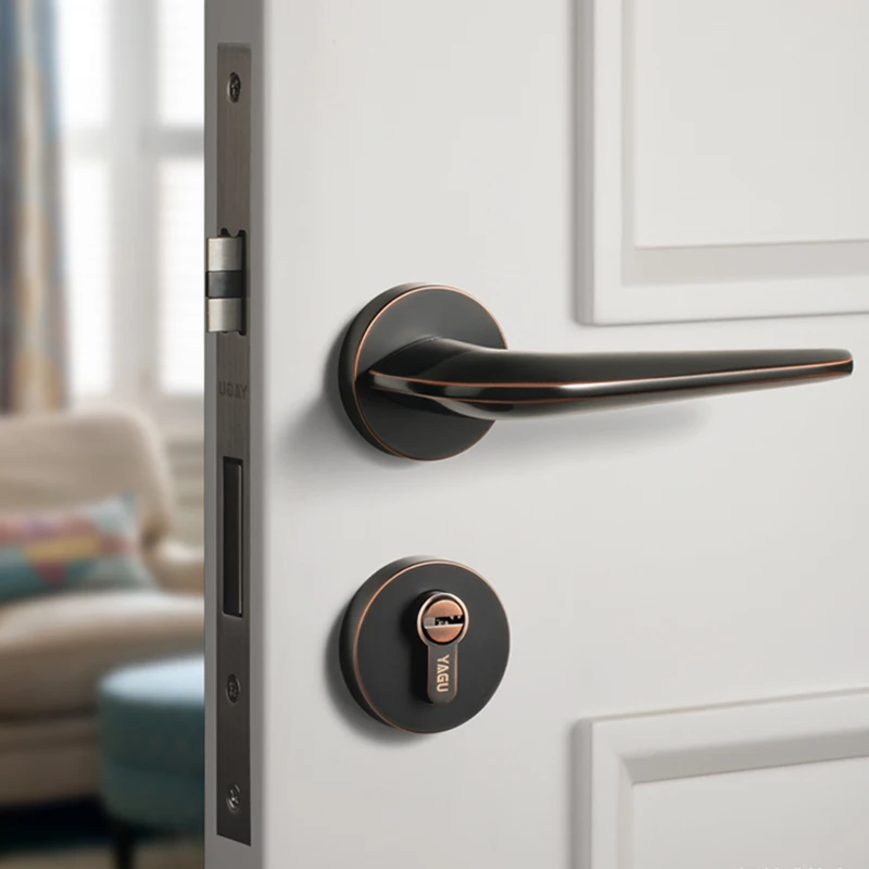  1 set Modern Style/ Mute Bedroom Door Lock Zinc alloy Interior Door Handle Washroom Kitchen Toilet  - 33022005470