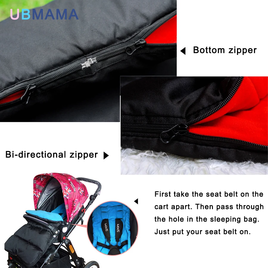 baby sleeping bag with seat belt hole