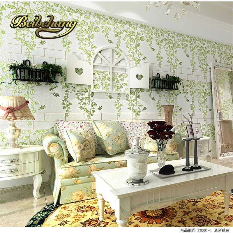 papel de parede Romantic garden fresh rattan non-woven wallpaper bedroom living room sofa background wallpaper 3d 3d wall paper