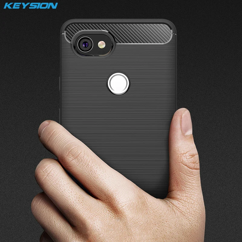 Чехол для телефона KEYSION Google Pixel 2 XL Углеволокно мягкий ТПУ силикон матовый