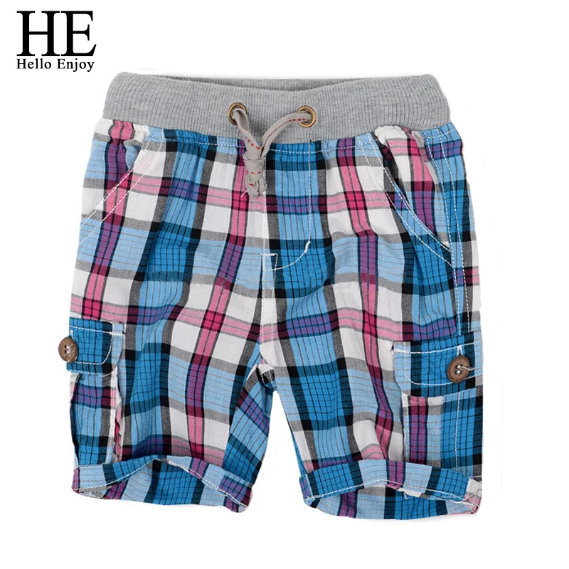 HE Hello Enjoy boys shorts 2018 fashion plaid baby boys...