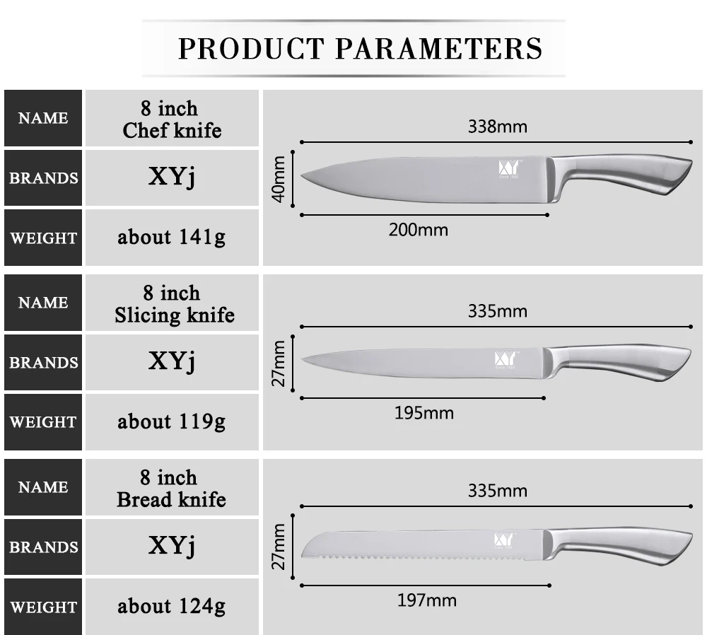 XYj набор кухонных ножей из нержавеющей стали, лезвие из высокоуглеродистой стали, нескользящая ручка, ножи для мяса, рыбы, фруктов, суши, аксессуары для приготовления пищи