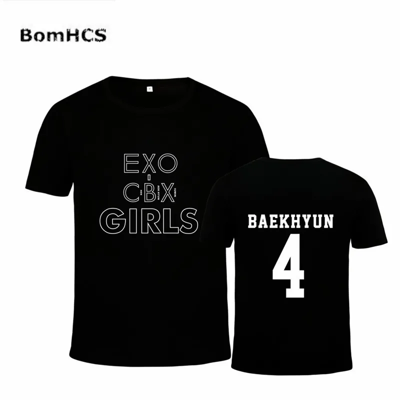 BomHCS Kpop EXO CBX Альбом Футболка для девочек унисекс летняя хлопковая футболка с