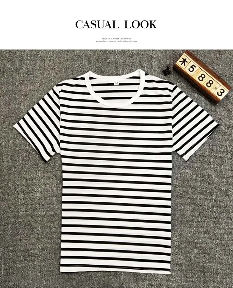 

ECTTC 2019 Male V-neck T-shirt Men's Short Sleeve Tshirt Man Cotton Striped T Shirts Mens Clothing Multi Size