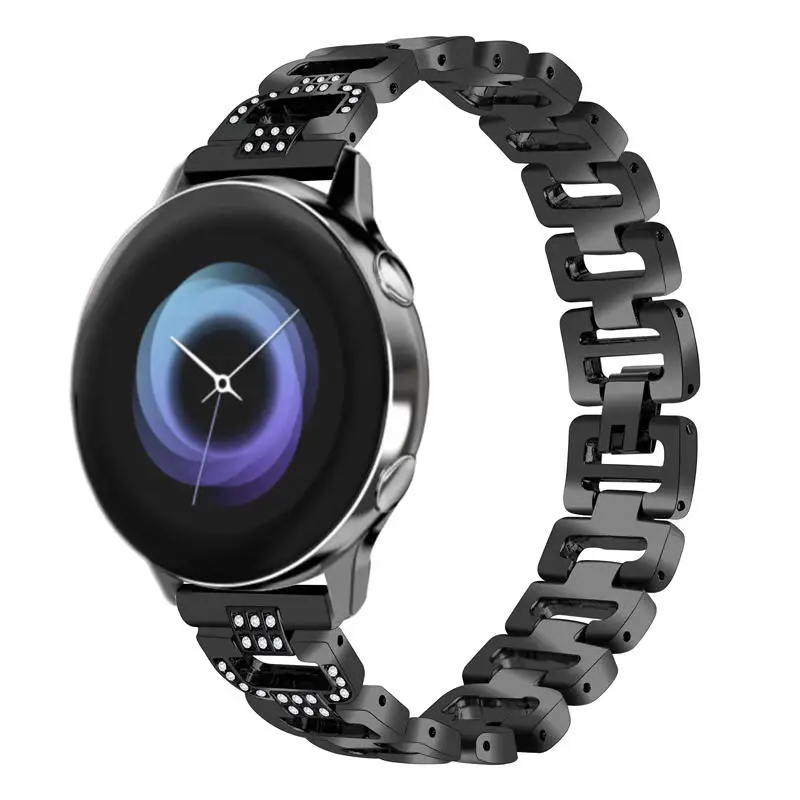 20 мм ремешок для samsung Galaxy Watch, активные Стразы, нержавеющая сталь, металлический ремешок, полосы для samsung Watch huawei Watch 92003 - Цвет ремешка: 1