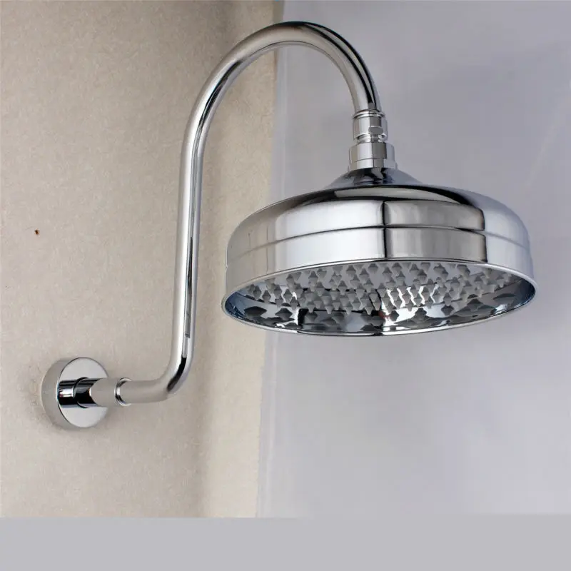 High Grade 8 Inch Brass Rainfall Shower Head + 35cm Gooseneck S Shape