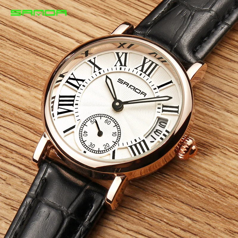 

SANDA Brand Women's Casual Leather Calendar Watches Analog Ladies WristWatch Gifts 2018 Hot Sales Watch Women Clock Dress Watch
