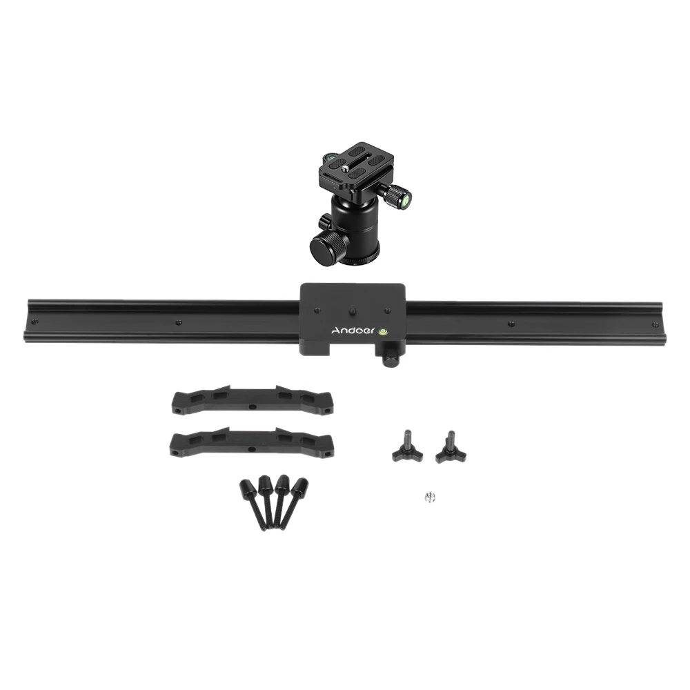 bilder für DHL Freies Andoer 60 cm/23,6 "Aluminiumlegierung Video Slider Track Dolly Schiene Stabilisator + Panorama Kugelkopf mit Schnellwechselplatte bilder für DHL Freies Andoer 60 cm/23,6 "Aluminiumlegierung Video Slider Track Dolly Schiene Stabilisator + Panorama Kugelkopf mit Schnellwechselplatte