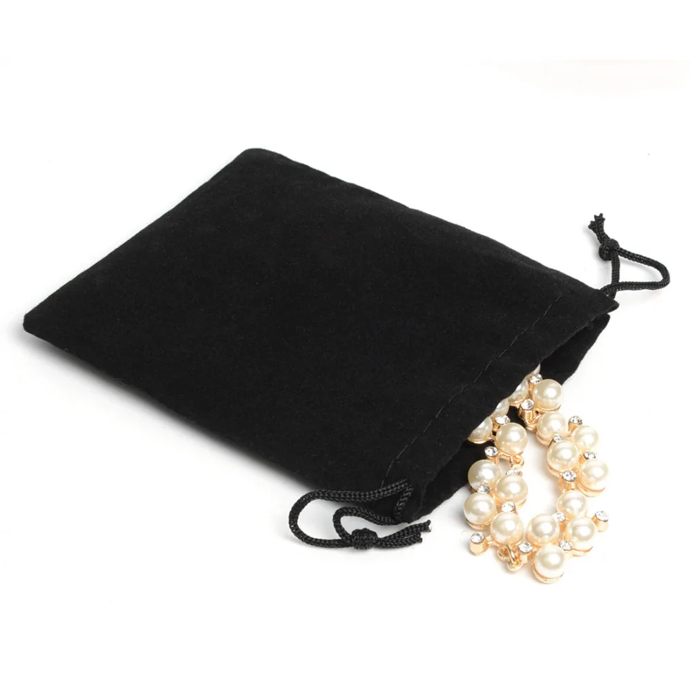 100pcs 12*10Cm Black Velvet Gift Drawstring Pouch Bags Party Jewelry Bag Christmas Candy Wedding Packing | Украшения и аксессуары