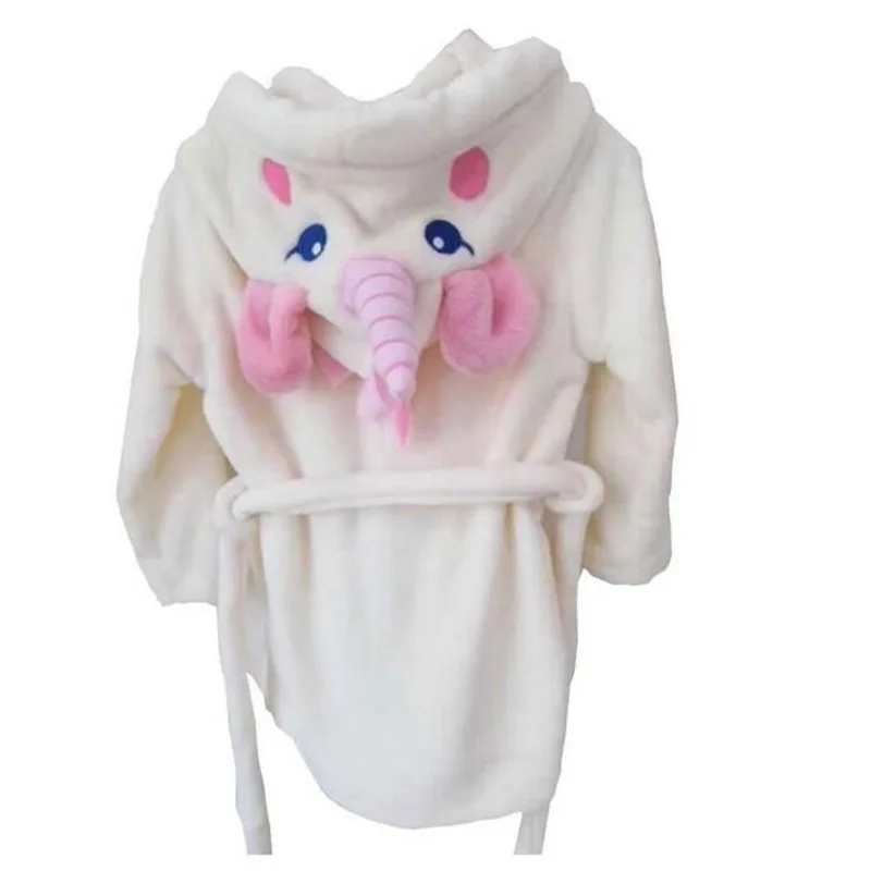 

Girls Unicorn Bathrobe Hooded Dressing Gown Cartoon Animal Flannel Sleepwear Nightwear Towelling Bath Rope for Kids White