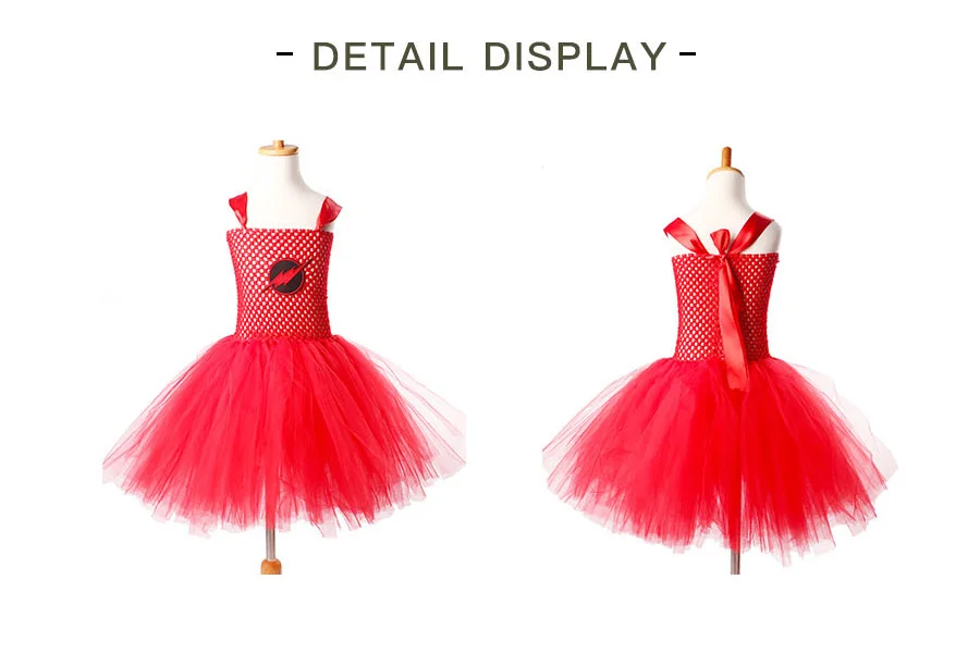 Girl Flash Inspired Superhero Tutu Dress Costume with Mask Kids Birthday Party Halloween Purim Clothing Cosplay Photo Props Dress (3)