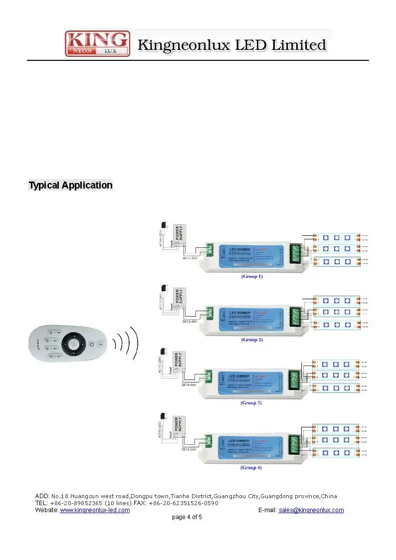 Kingneonlux 2,4G 4 зоны нажмите кнопку светодиодный диммер 3 канала 6A/CH DC12-24V 12 V-216 W 24 V-432 W