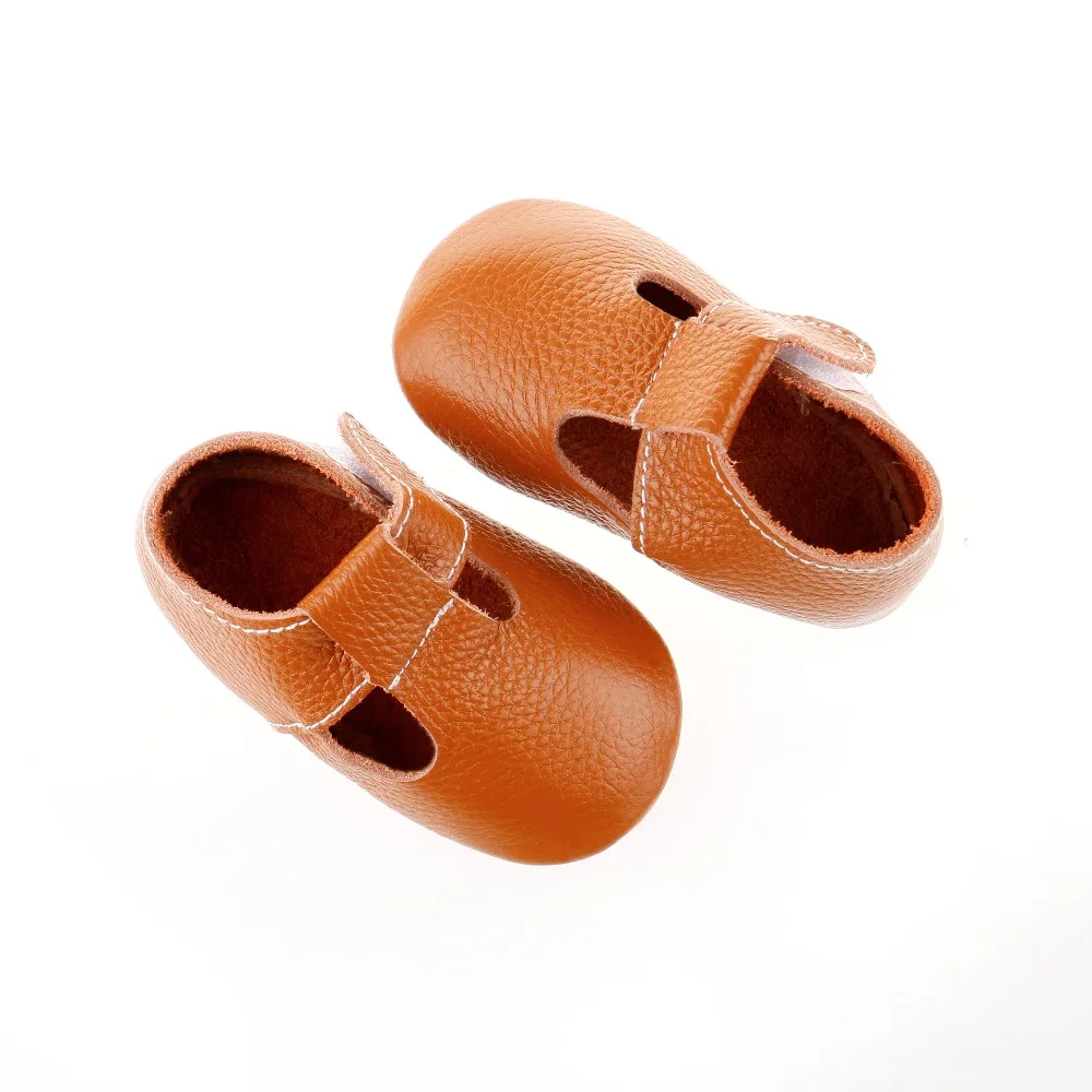 2020 nouveau bébé garçons filles en cuir véritable t-bar mocassins infantile en cuir souple premiers marcheurs solide semelle souple Prewalkers bébé chaussures