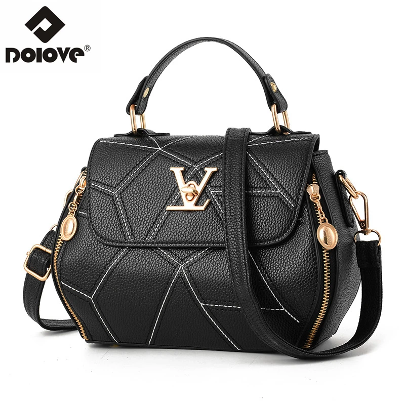 DOLOVE 2019 Fashion New Style Women's Bag, PU Leather Sewing Line ...