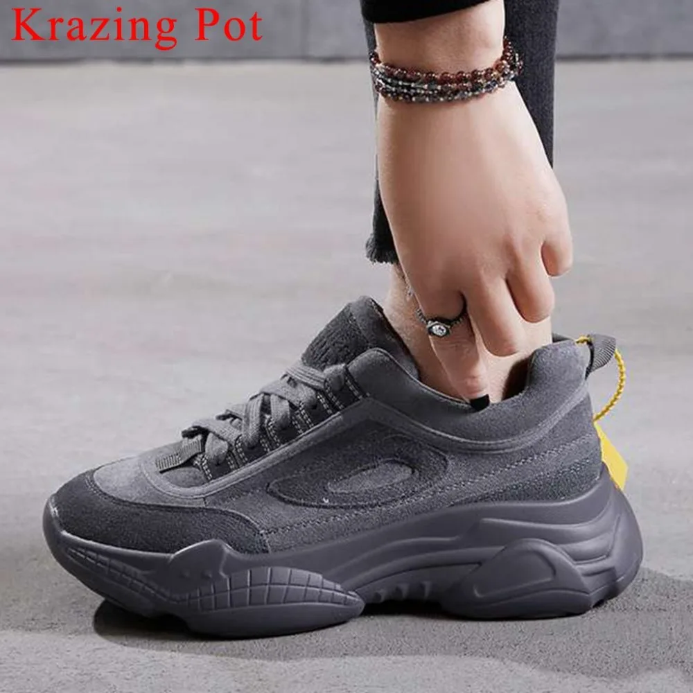 

2019 European Designer Solid Well-ventilated Concise Style Casual Shoes Sneakers Lace Up Platform Women Vulcanized Shoes L1f1