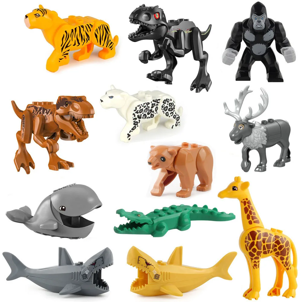 

Animal Series Figures Dinosaur Dragon Whale Gorilla Horse Bear elk Tiger crocodile Building Blocks Educational Toys for Children