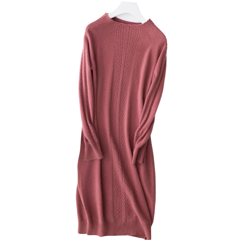 

Ladies Long Sweaters 100% Pashmina Knitting Pullovers Winter New longer style Soft Woman Standard Clothes Pure Cashmere Dresses