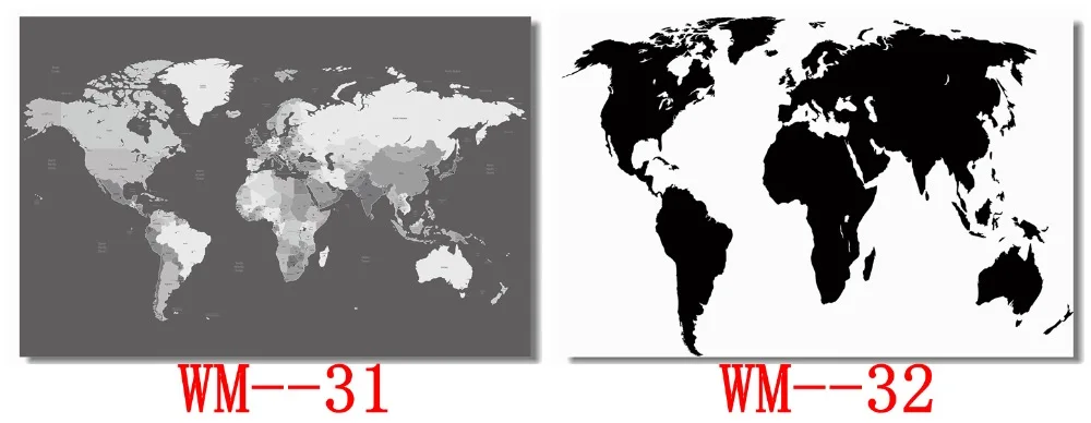 Пользовательские холст Наклейки на стены Карта мира Плакат карта мира наклейки на стену для офиса Фреска карта мира обои украшения спальни#0620